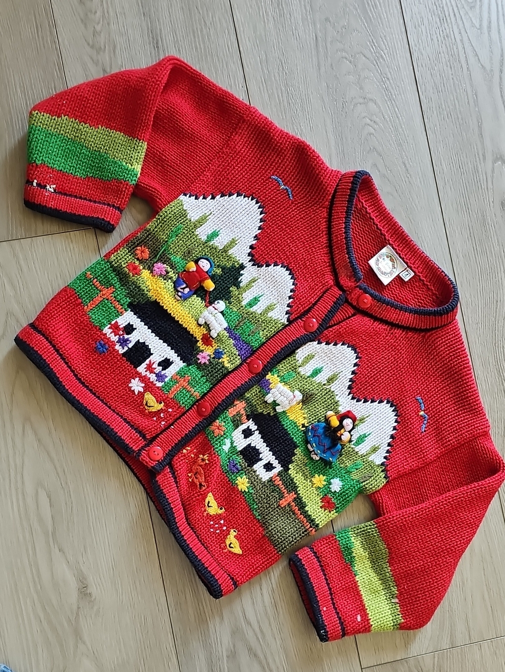 Vintage St Peter Trachten Peru Knit Novelty Cardigan Sweater, Toddler Size 4